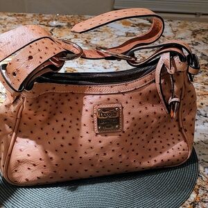 Dooney & Bourke tan Ostrich Hobo. Fabulous condition!